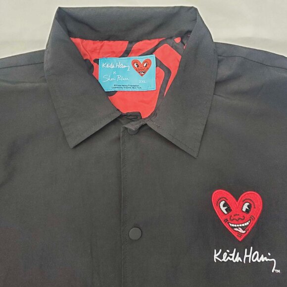 Shoe Palace x Keith Haring Pyramid Coach Mens Lifestyle Black Red Jacket 2XL - Picture 2 of 13